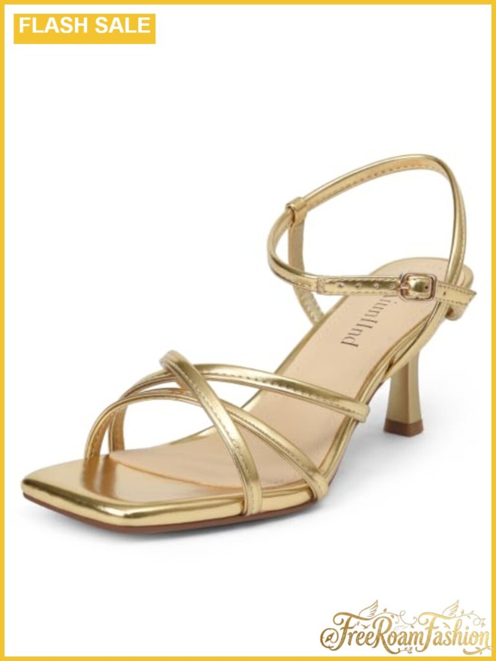 Kitten Heels Strappy Square Open Toe Sandals 2.5 inch Faux Leather